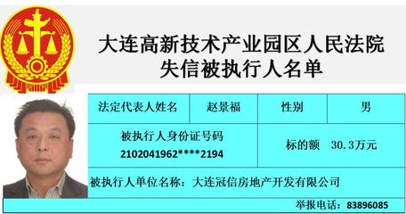 大連高新技術(shù)產(chǎn)業(yè)園區(qū)人民法院失信被執(zhí)行人名單（第三期）聚焦大連房地產(chǎn)開(kāi)發(fā)領(lǐng)域